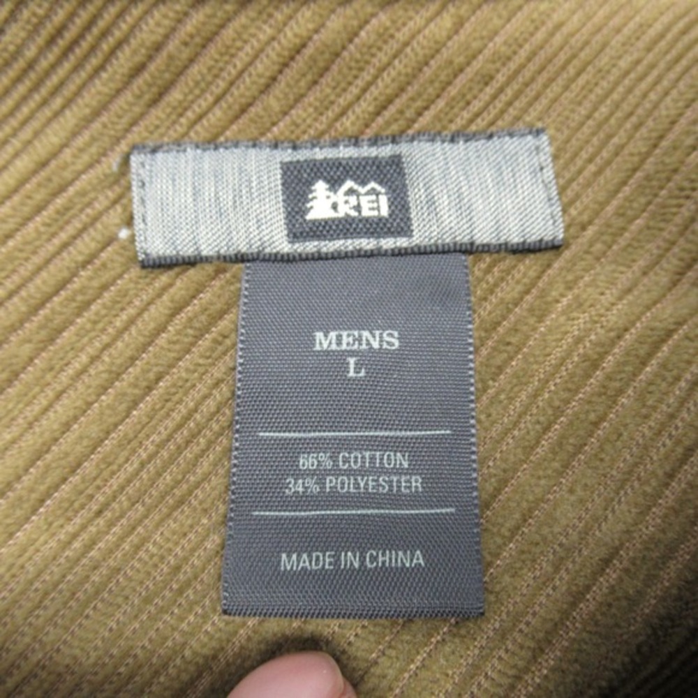 REI Corduroy Shirt Mens Large Green Pocket Button Up Long Sleeve‎ Midweight - Picture 5 of 15